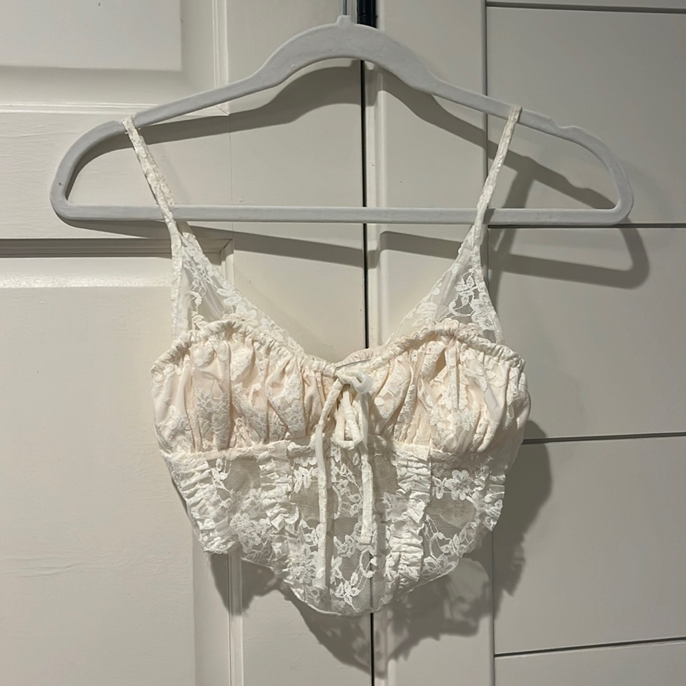 Lace top!! So fun and stylish